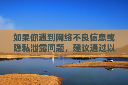 如果你遇到网络不良信息或隐私泄露问题,建议通过以下合法途径维护权益,网络不良信息或隐私泄露问题,合法维权途径指引 如果你遇到网络不良信息或隐私泄露问题,建议通过以下合法途径维护权益,网络不良信息或隐私泄露问题,合法维权途径指引