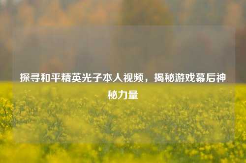 探寻和平精英光子本人视频，揭秘游戏幕后神秘力量
