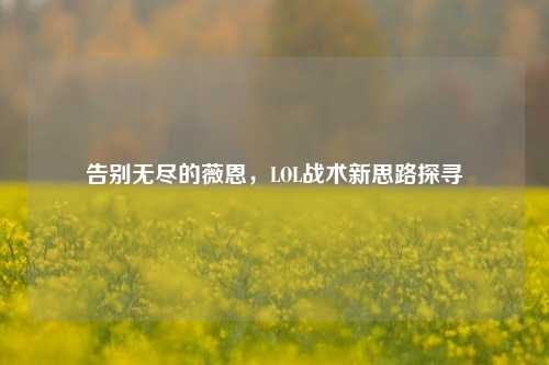 告别无尽的薇恩，LOL战术新思路探寻