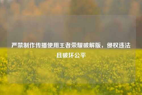 严禁 *** 传播使用王者荣耀破解版，侵权违法且破坏公平