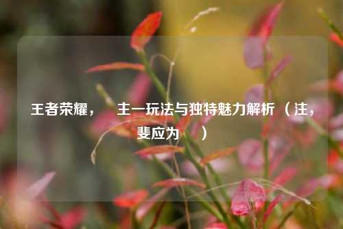 王者荣耀，暃主一玩法与独特魅力解析 （注，斐应为暃 ）