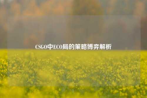 CSGO中ECO局的策略博弈解析