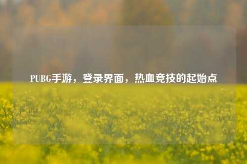 PUBG手游,登录界面,热血竞技的起始点