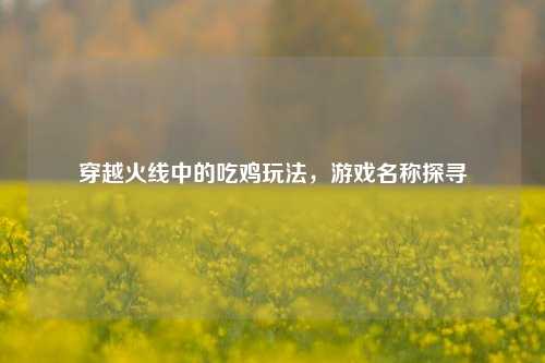 穿越火线中的吃鸡玩法,游戏名称探寻
