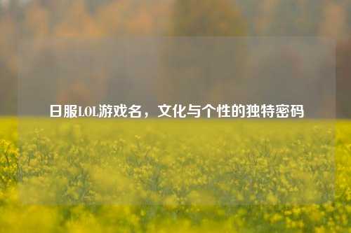 日服LOL游戏名,文化与个性的独特密码