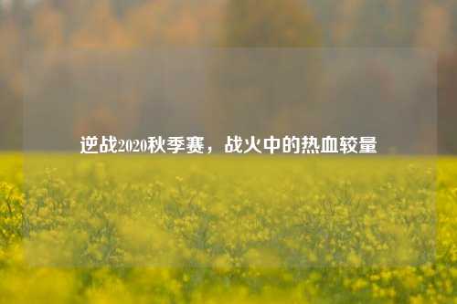 逆战2020秋季赛,战火中的热血较量