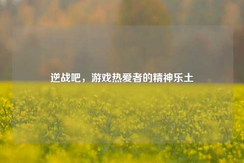 逆战吧,游戏热爱者的精神乐土