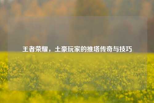 王者荣耀,土豪玩家的推塔传奇与技巧