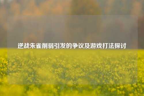 逆战朱雀削弱引发的争议及游戏打法探讨
