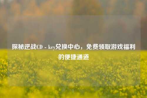 探秘逆战CD - key兑换中心,免费领取游戏福利的便捷通道