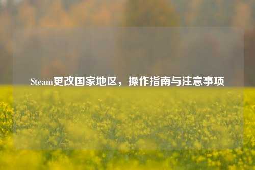 Steam更改国家地区，操作指南与注意事项
