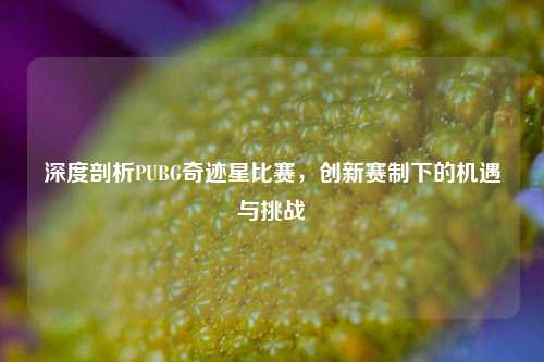深度剖析PUBG奇迹星比赛,创新赛制下的机遇与挑战