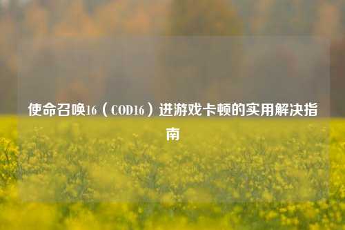 使命召唤16(COD16)进游戏卡顿的实用解决指南