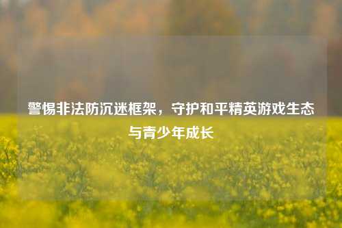 警惕非法防沉迷框架,守护和平精英游戏生态与青少年成长