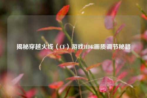 揭秘穿越火线(CF)游戏HDR画质调节秘籍