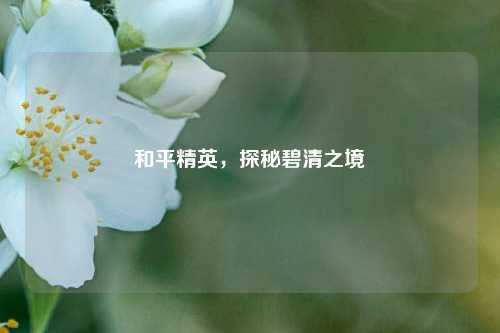 和平精英,探秘碧清之境