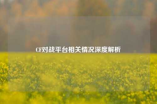 CF对战平台相关情况深度解析