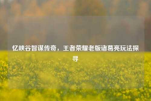忆峡谷智谋传奇,王者荣耀老版诸葛亮玩法探寻