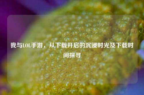 我与LOL手游,从下载开启的沉浸时光及下载时间探寻