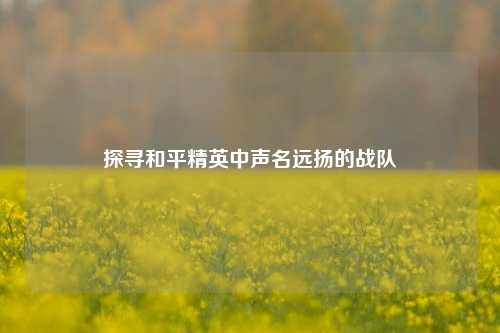 探寻和平精英中声名远扬的战队