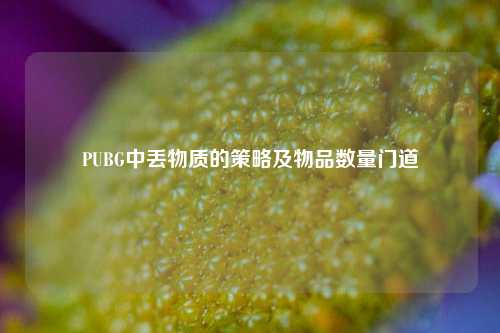 PUBG中丢物质的策略及物品数量门道