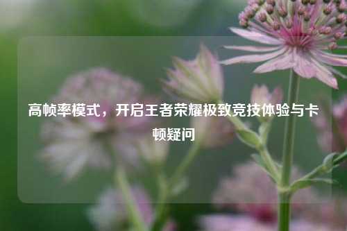 高帧率模式，开启王者荣耀极致竞技体验与卡顿疑问