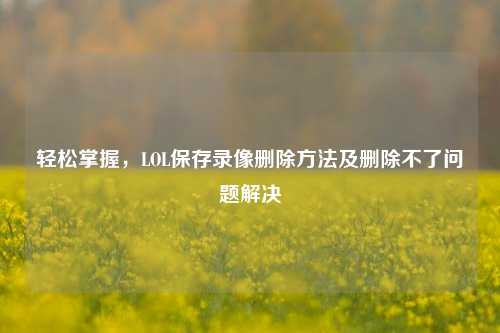轻松掌握,LOL保存录像删除 *** 及删除不了问题解决