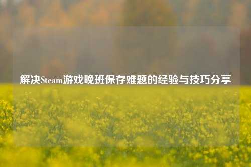 解决Steam游戏晚班保存难题的经验与技巧分享