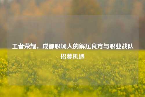 王者荣耀,成都职场人的解压良方与职业战队招募机遇
