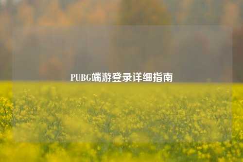 PUBG端游登录详细指南