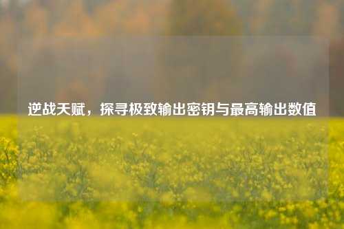 逆战天赋,探寻极致输出密钥与更高输出数值