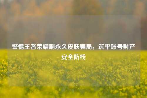 警惕王者荣耀刷永久皮肤骗局,筑牢账号财产安全防线